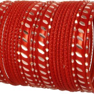 Indian Alloy Handcrafted Bangle Set 24 pcs Textured Grain Work Jewelry Women